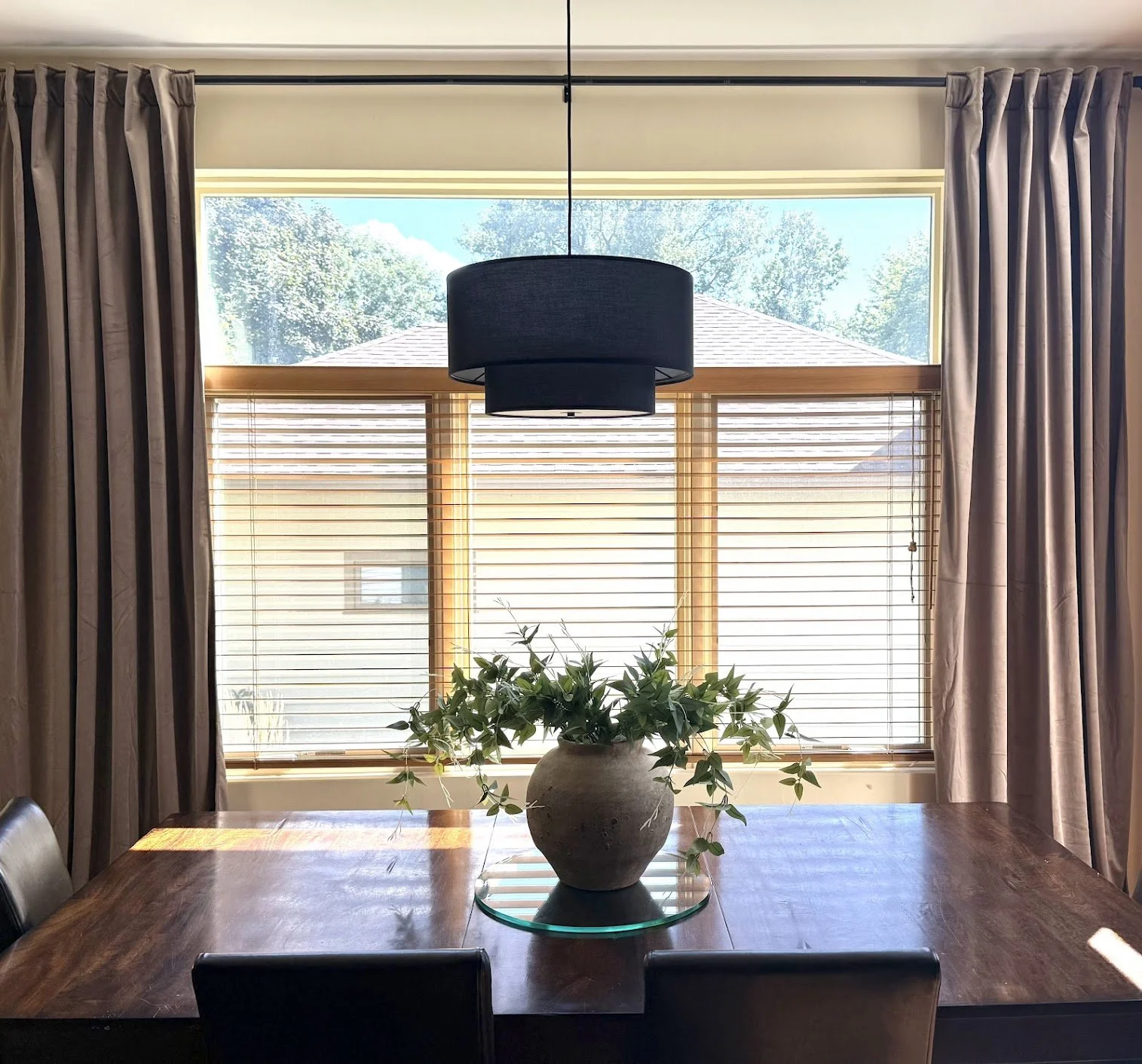 Curtain Rod and Dining Light Installation