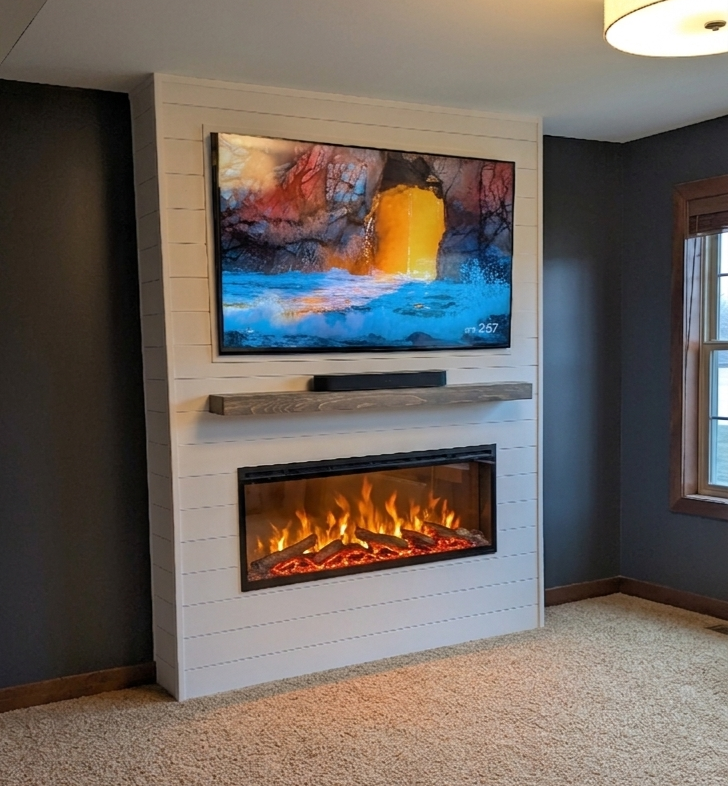 Custom Shiplap Fireplace & Mantel