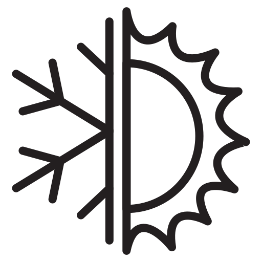 left side half icicle right side half sun for heating and cooling icon