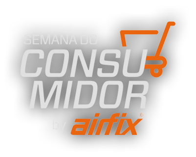 Logotipo do evento 'Semana do Consumidor' da Airfox, com um carrinho de compras estilizado.ã