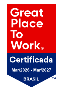 Certificação Great Place to Work para Brasil, válida de março de 2026 a março de 2027.