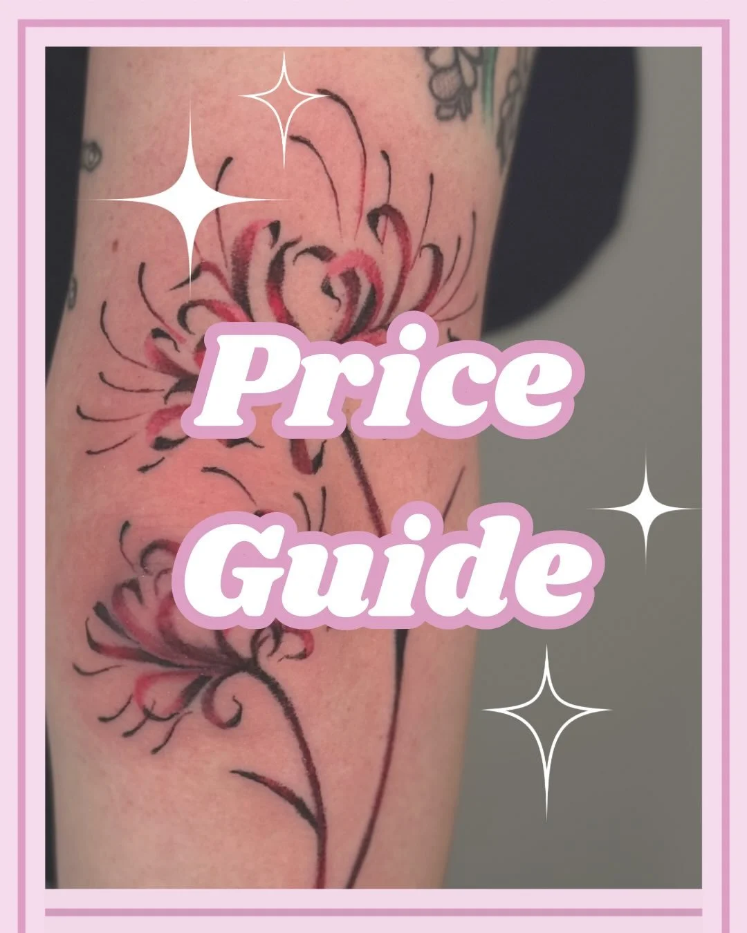 ✨PRICE GUIDE✨

Here&rsquo;s a guide on pricing !^_^ I quote every piece differently, as the amount of detail and placement change how long a piece will take. I am always open to working with budgets. My prices reflect my experience, supplies, and the