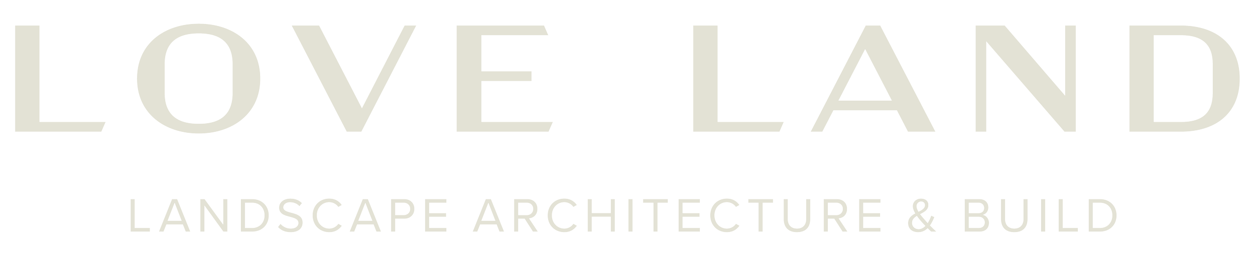 Logo for Love Land Landscape Architecture & Build featuring the company name in large letters and a tagline below.