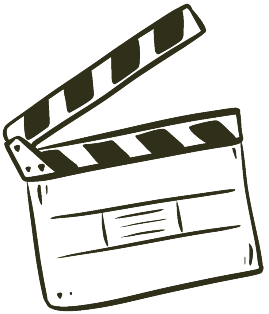 Sketch of a film clapperboard with an open top