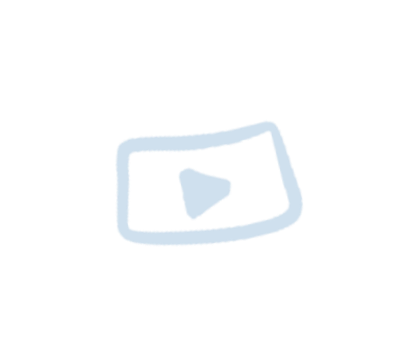 A drawing of a light blue play button icon with a rounded rectangle shape, on a black background.
