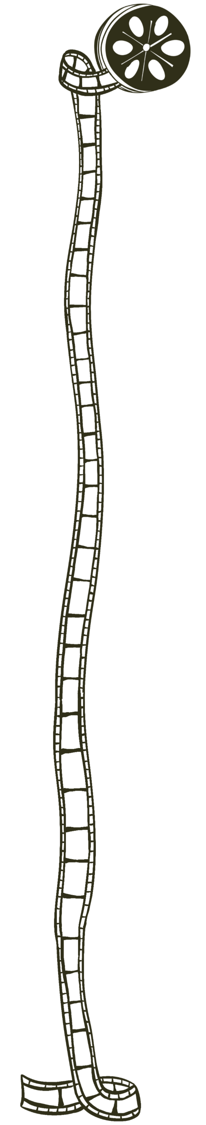 Illustration of a film reel with a strip extending from it.