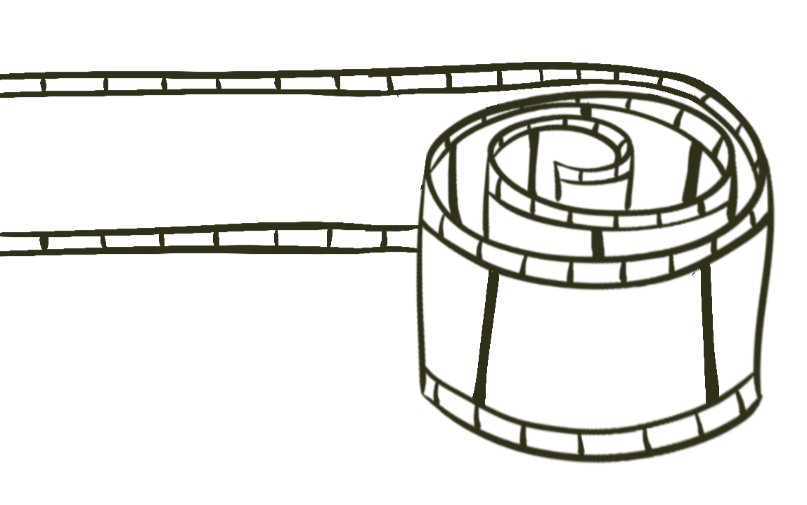 A measuring tape unrolled, showing measurement markings.