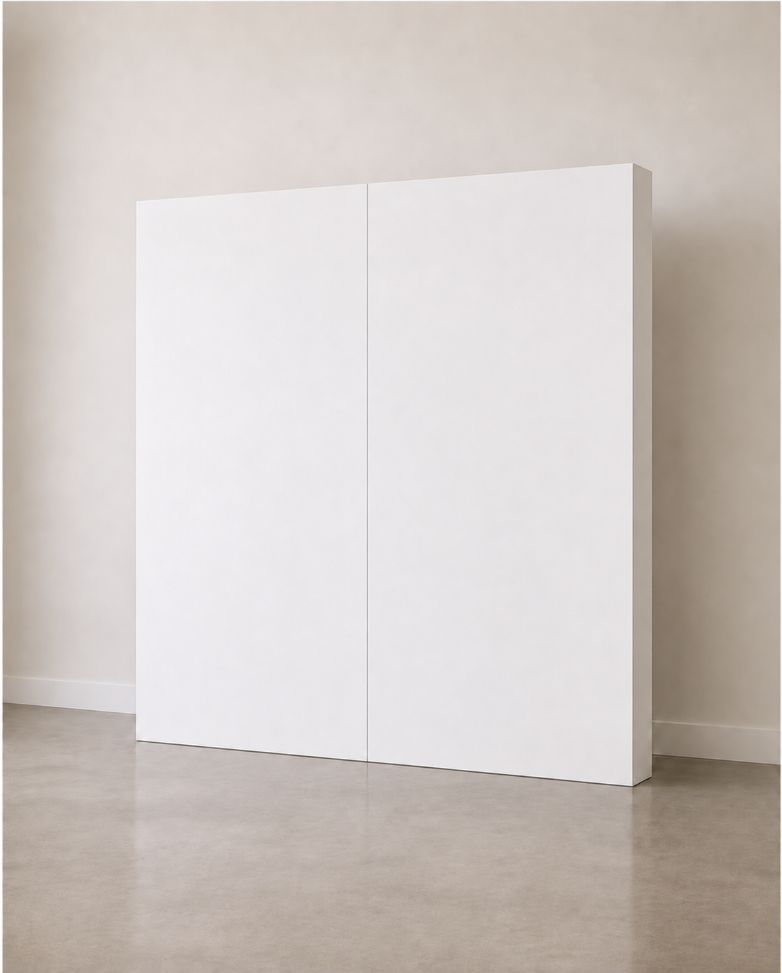 A 7.5 ft x 7.5 ft white backdrop photographed against a neutral beige backdrop.