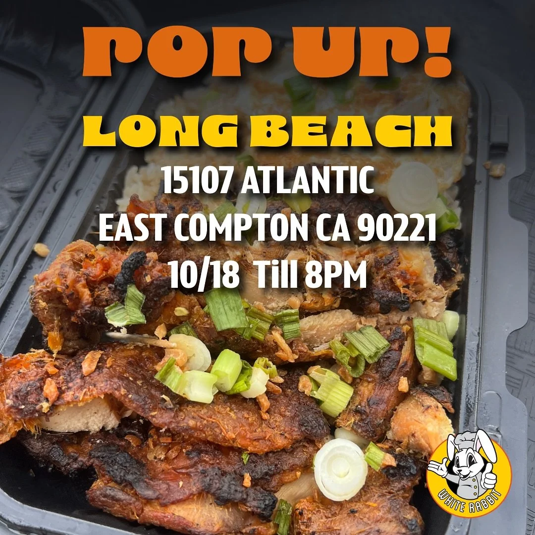 LONG BEACH! We are at 15107 Atlantic blvd 
East Compton  CA 90221 TODAY till 8PM. Grub your rice bowls and satisfy your cravings for some sisig burrito. 
📍 15107 Atlantic blvd  East Compton  CA 90221
📆 OCT 18 | SAT
🕔 5PM - 8PM