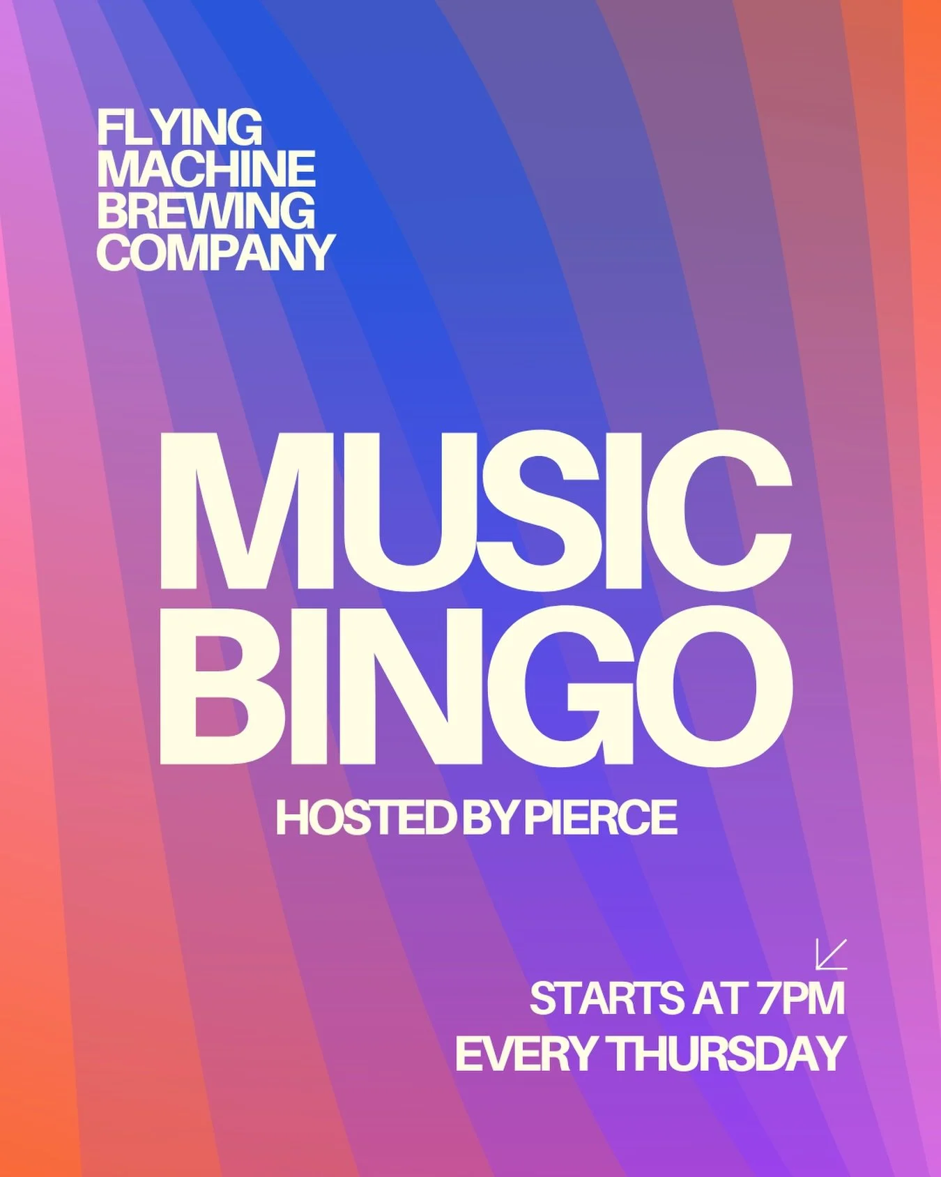 Join us for Music Bingo at the taproom tonight at 7pm with @pierce.memmel. @flynphile will be serving delicious cheesesteaks and more from 5-8pm. Come over and warm up, enjoy some Flying Machine beer, and have some fun with us! 🎶🍻🧀

#wilmingtonnc 
