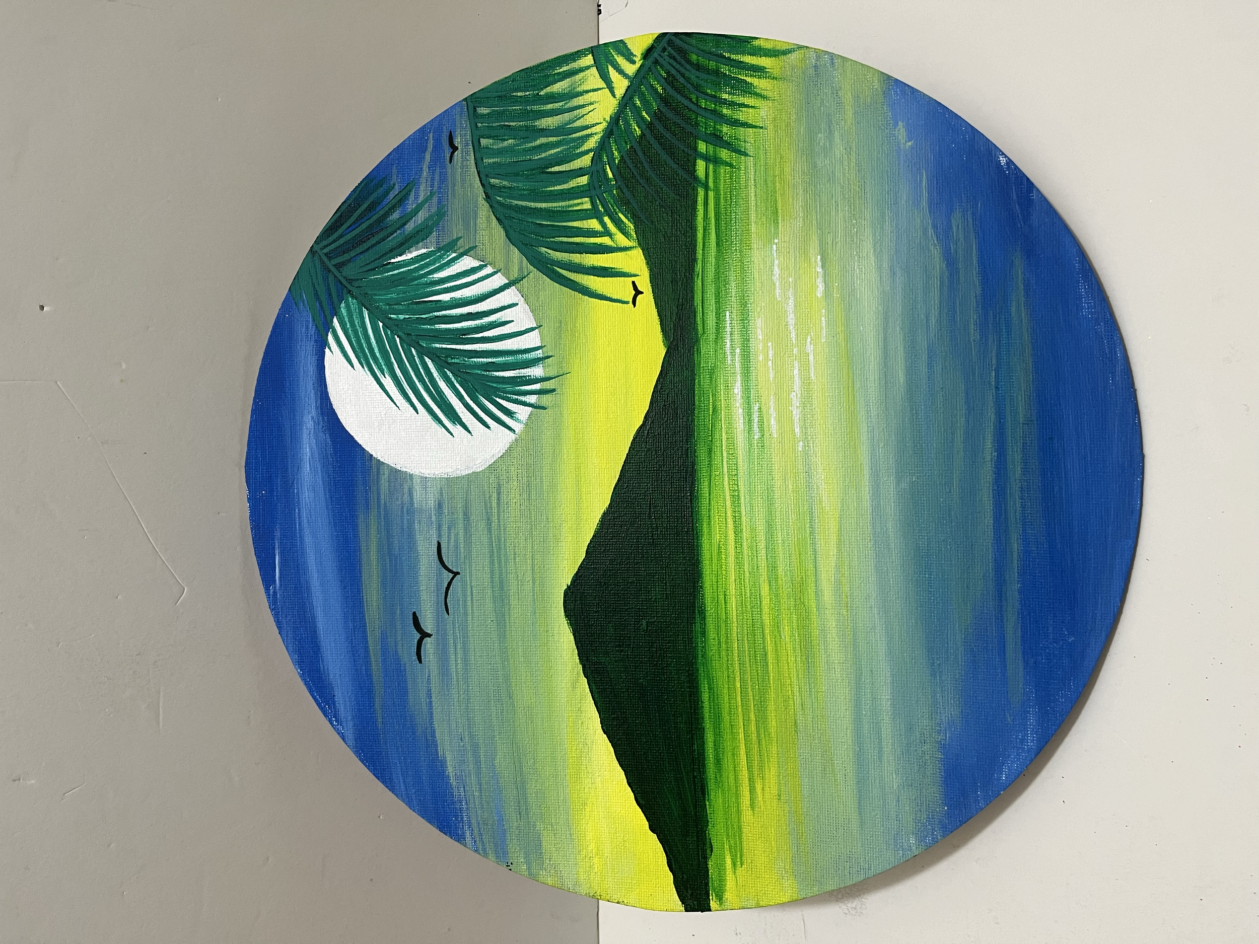 Sunset 2- Acrylic on Round Canvas 16"