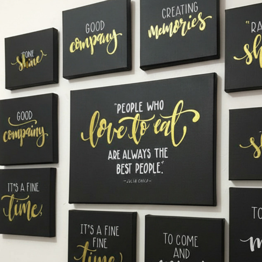 black and gold calligraphy canvas .png