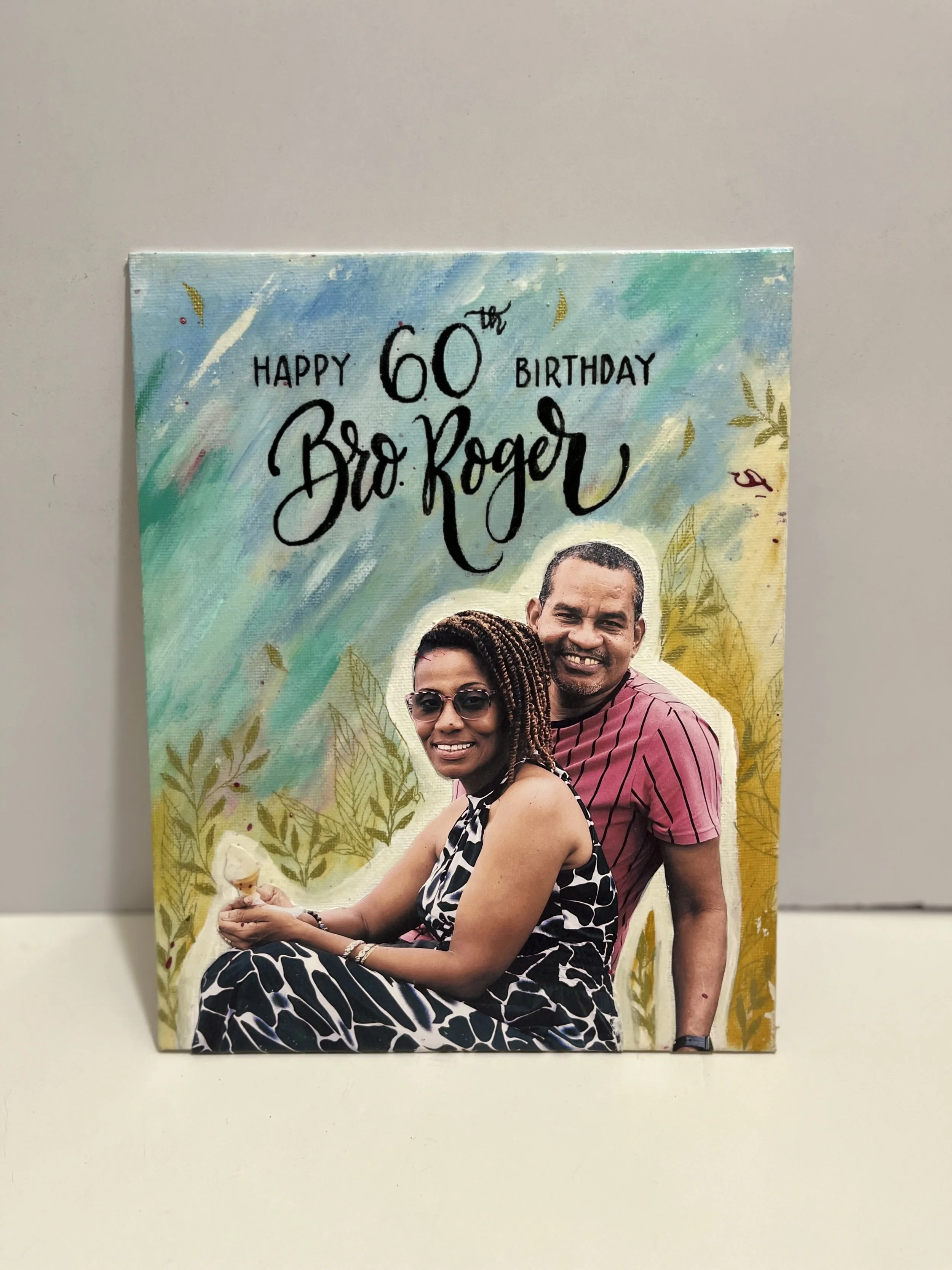 Custom Piece - 10x12 in with photo - mixed media 