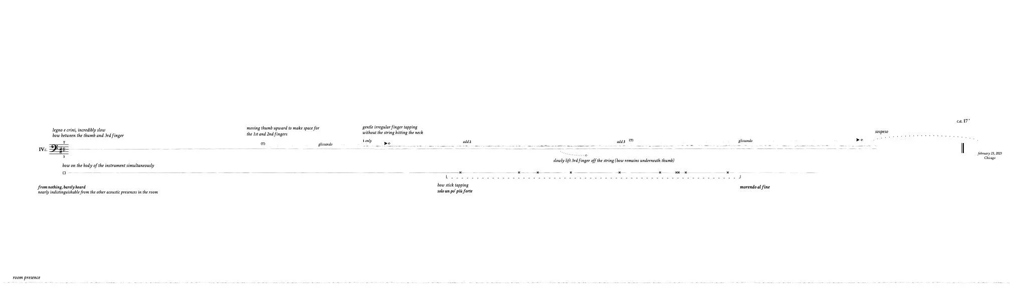 untitled work for cello and the presence of the room, score, andrew maxbauer