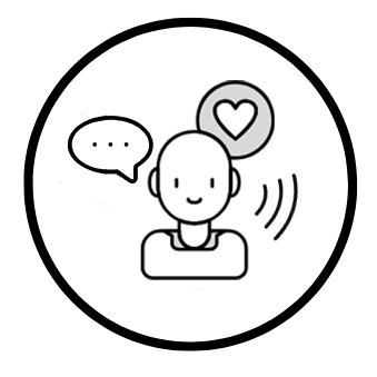 A cat with a speech bubble containing a heart symbol, indicating love or affection.