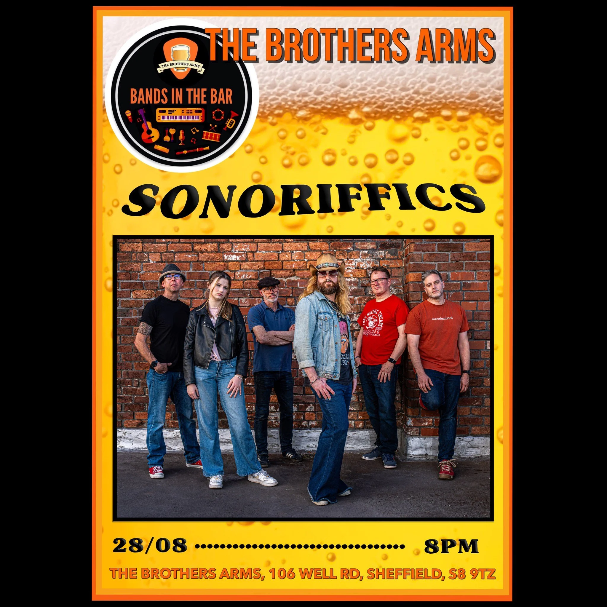 🎤🎶🎤 NEXT WEEK 🎤🎶🎤

@sonorifficsband are playing on the 28th of August they are no strangers to the Brothers Stage! They are a Sheffield-based funk-pop band known for their upbeat, groove-filled sets that blend tight musicianship with feel-good 