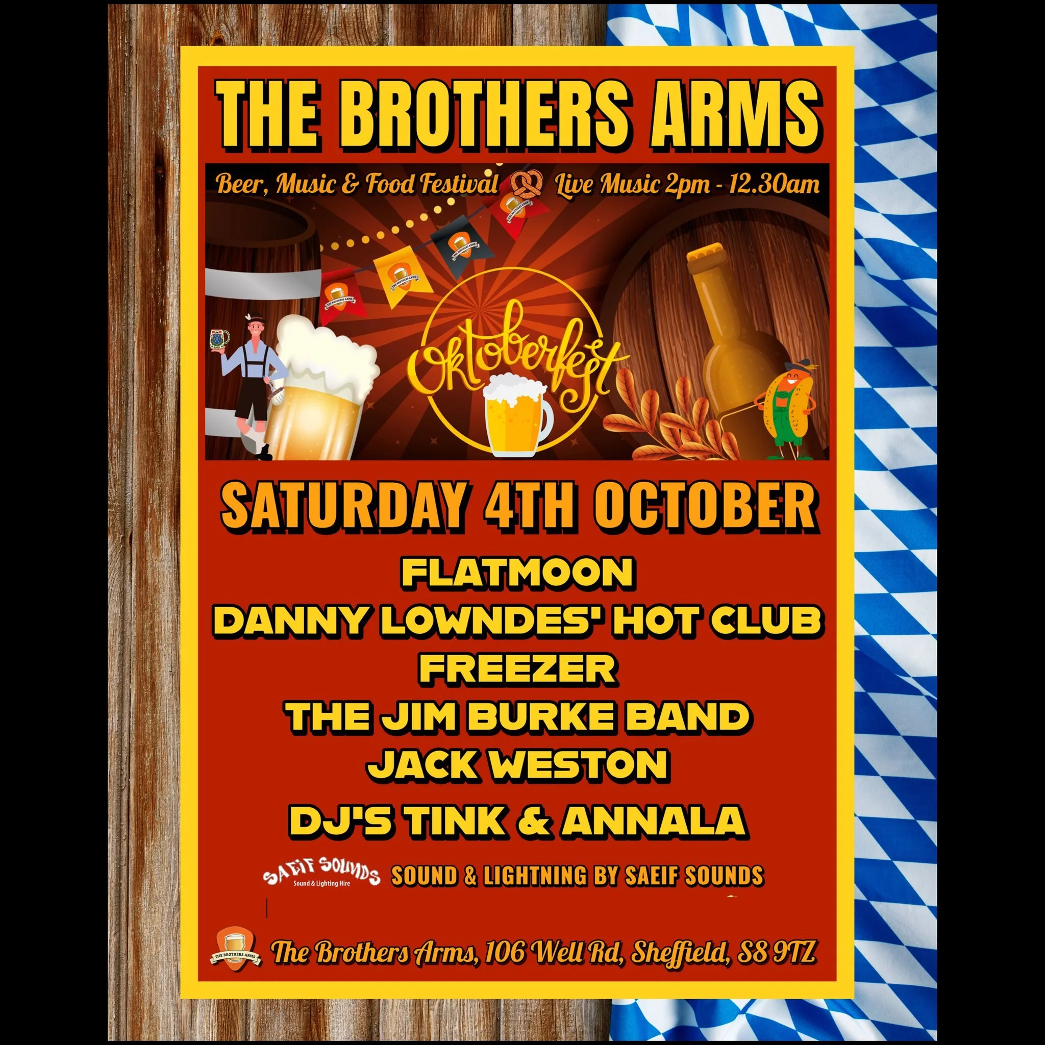 TODAY IS THE DAY!

Oktoberfest is back today! 

If you were worried about braving storm Amy today then fear not! We've moved the bands and DJs inside!

Unfortunately, because of the weather Worrall Foods will not be able to attend but we're still hop