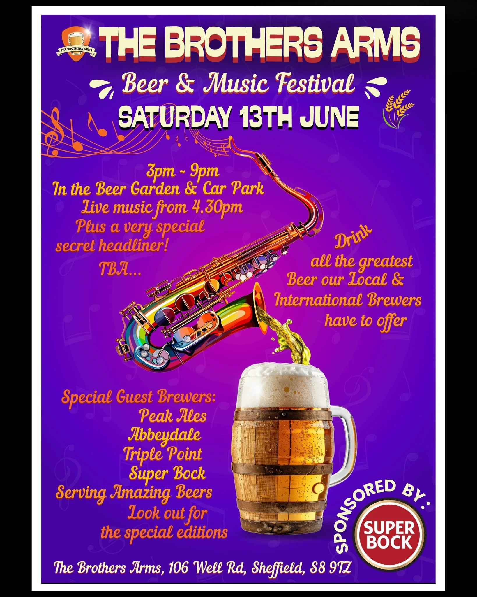 We&rsquo;ve got a very exciting event coming up on the 13th of June! The Brothers Arms Beer &amp; Music Festival!

We&rsquo;ll have craft beers, ales and ciders from local and international breweries, with some special editions! 

There&rsquo;ll also