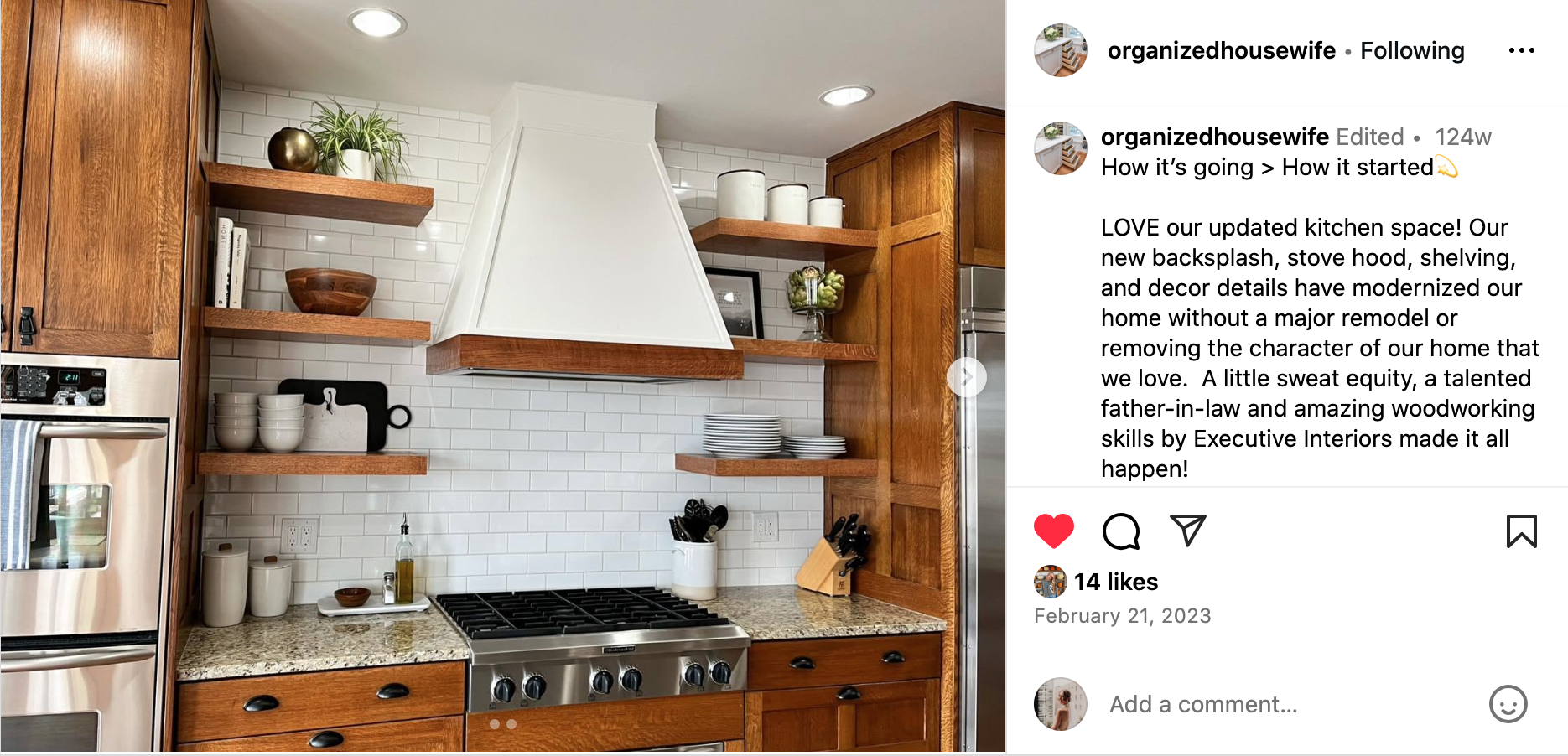 Project highlight Instagram post for Organized Housewife