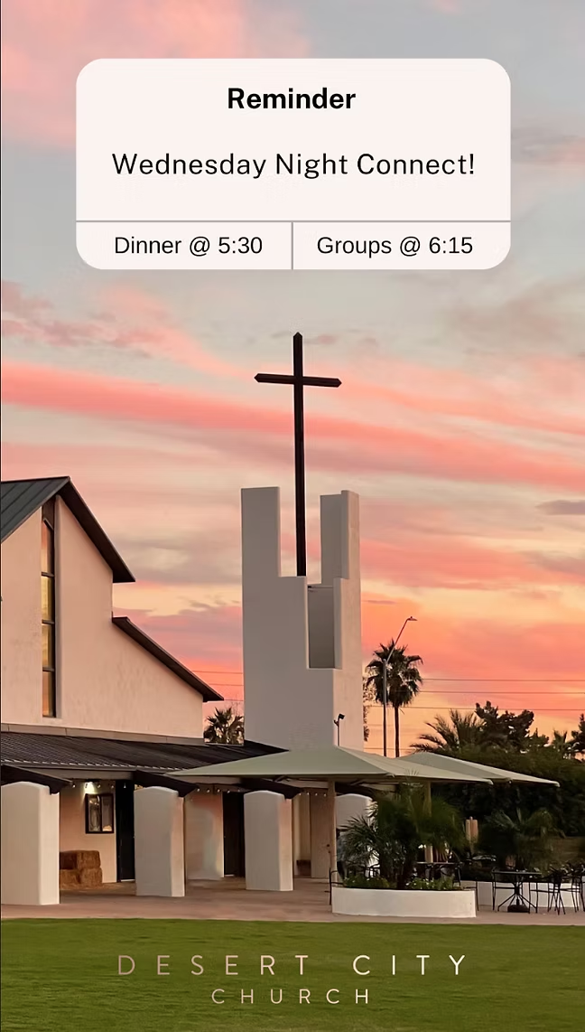 Event advertisement for Desert City Church Instagram story