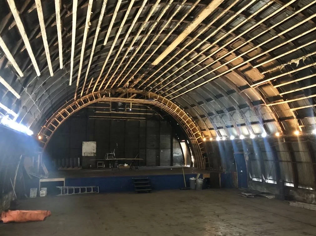 Stage with ceiling stripped - April 2024
