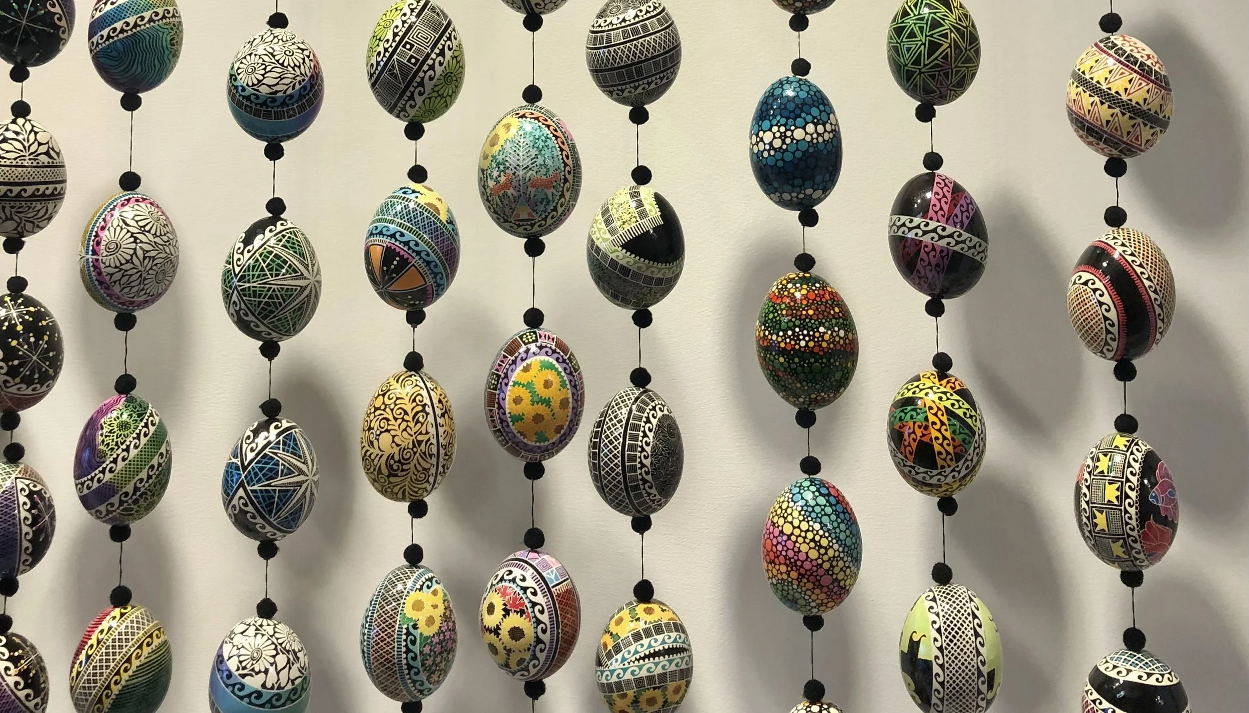 Close up of some of Turnow’s pisanky