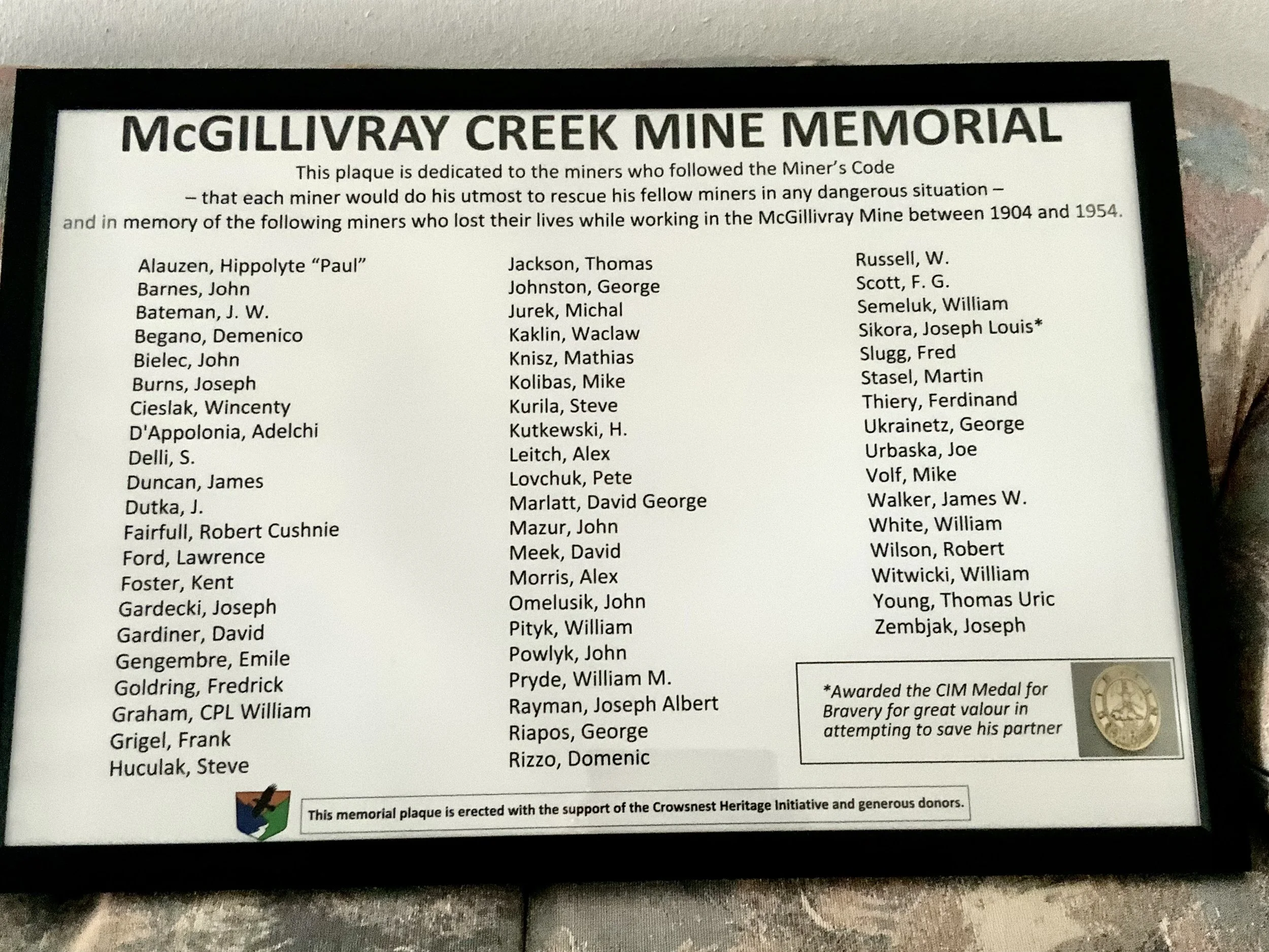 Mockup of McGillivray plaque with 58 names