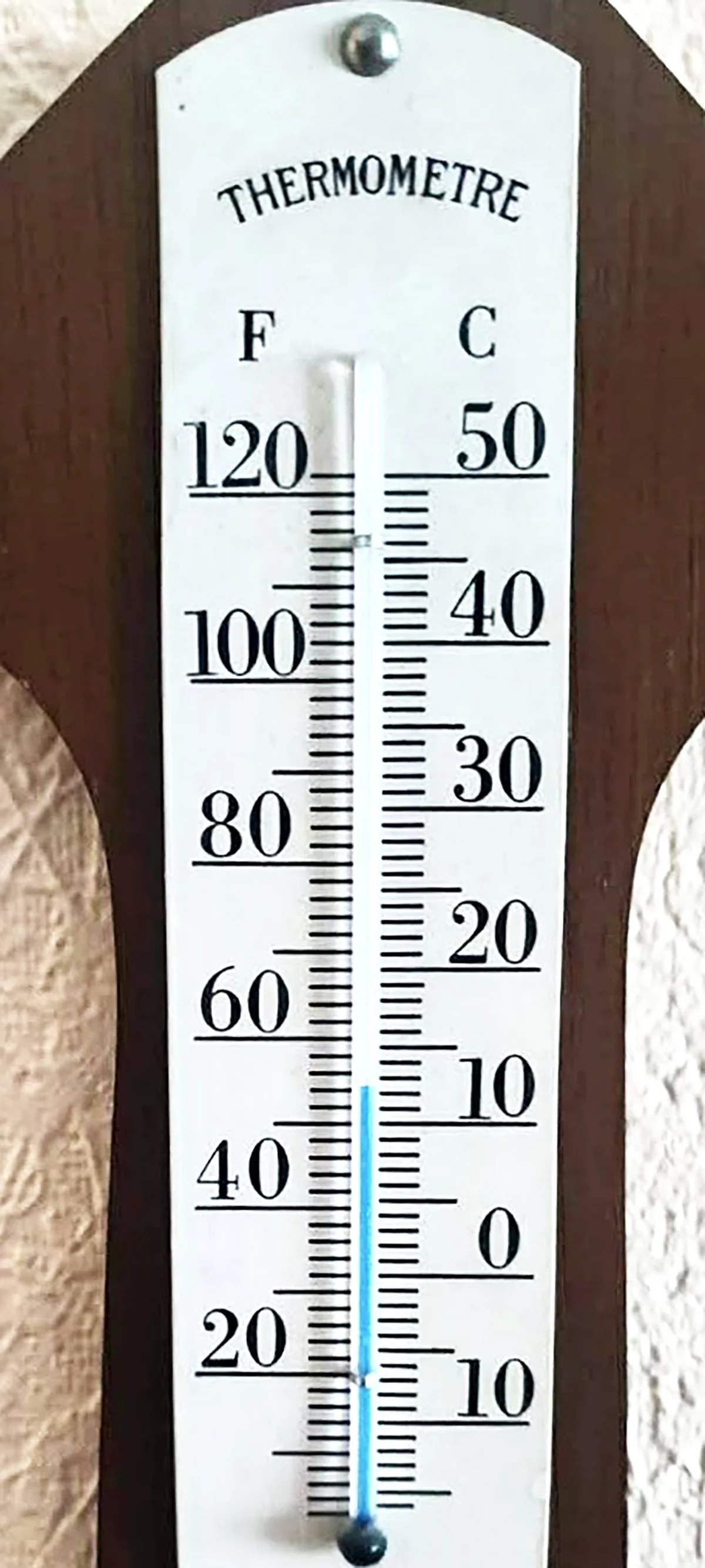 Thermometer registering inside a room