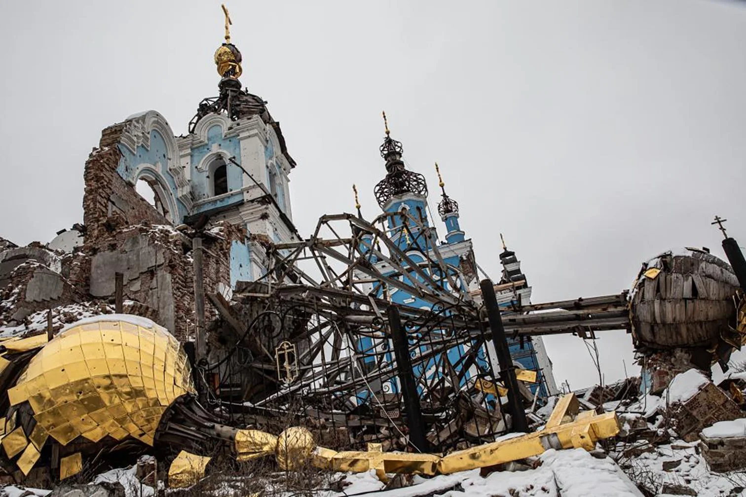  Damaged church in Donetsk 