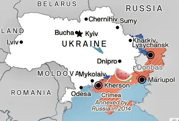 Map showing illegal annexation of Crimea