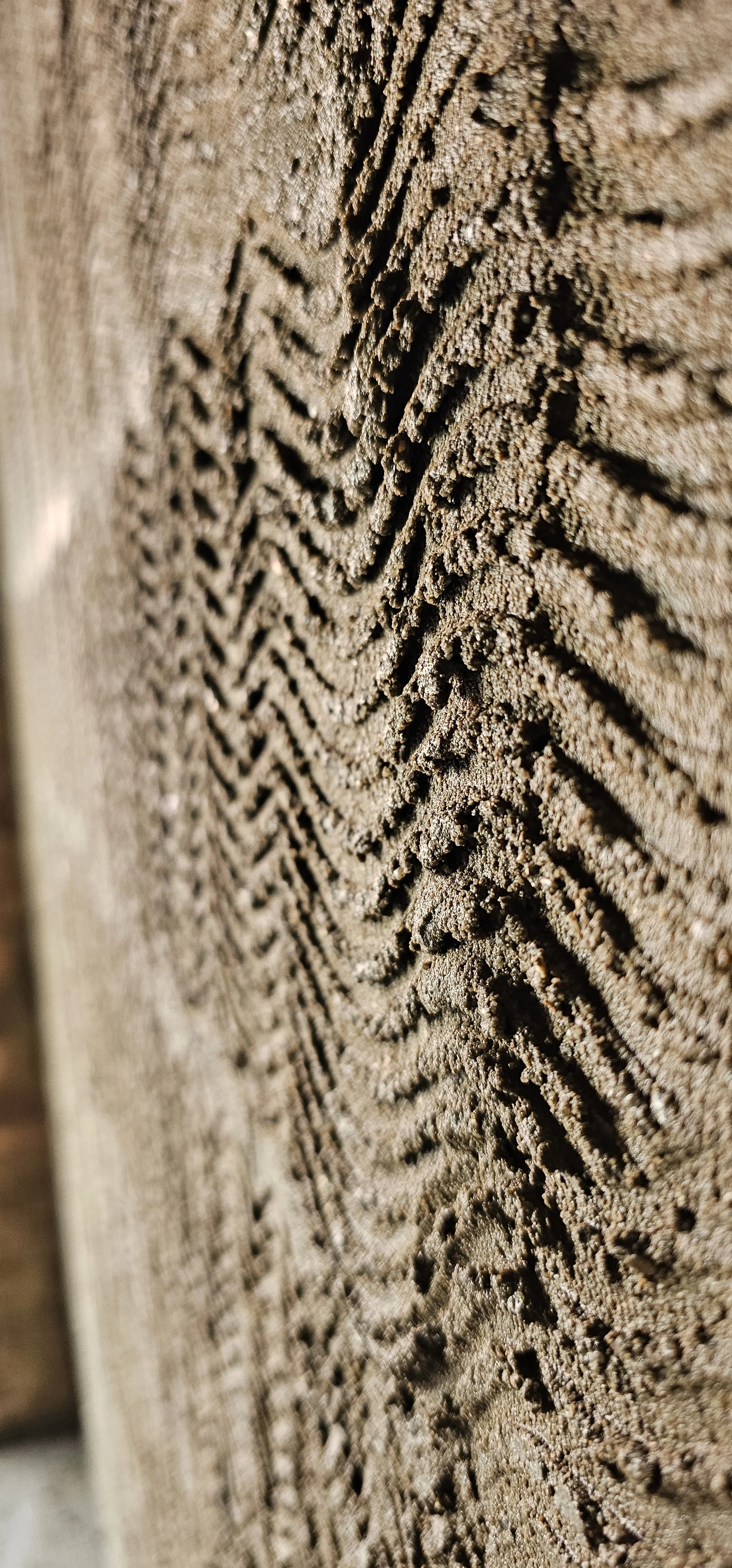 Close-up of scratch coat render