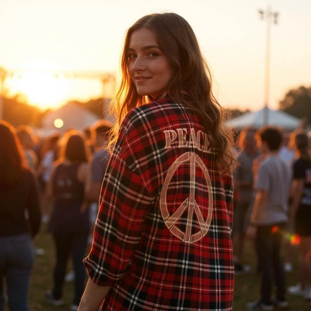 Peace Flannel - Red