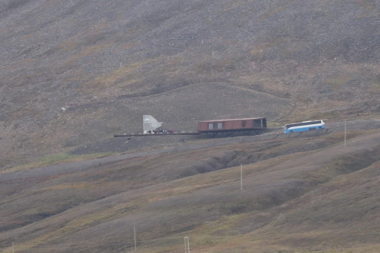 The small white building is the entrance to the vault where all the world's seeds are kept — just in case.