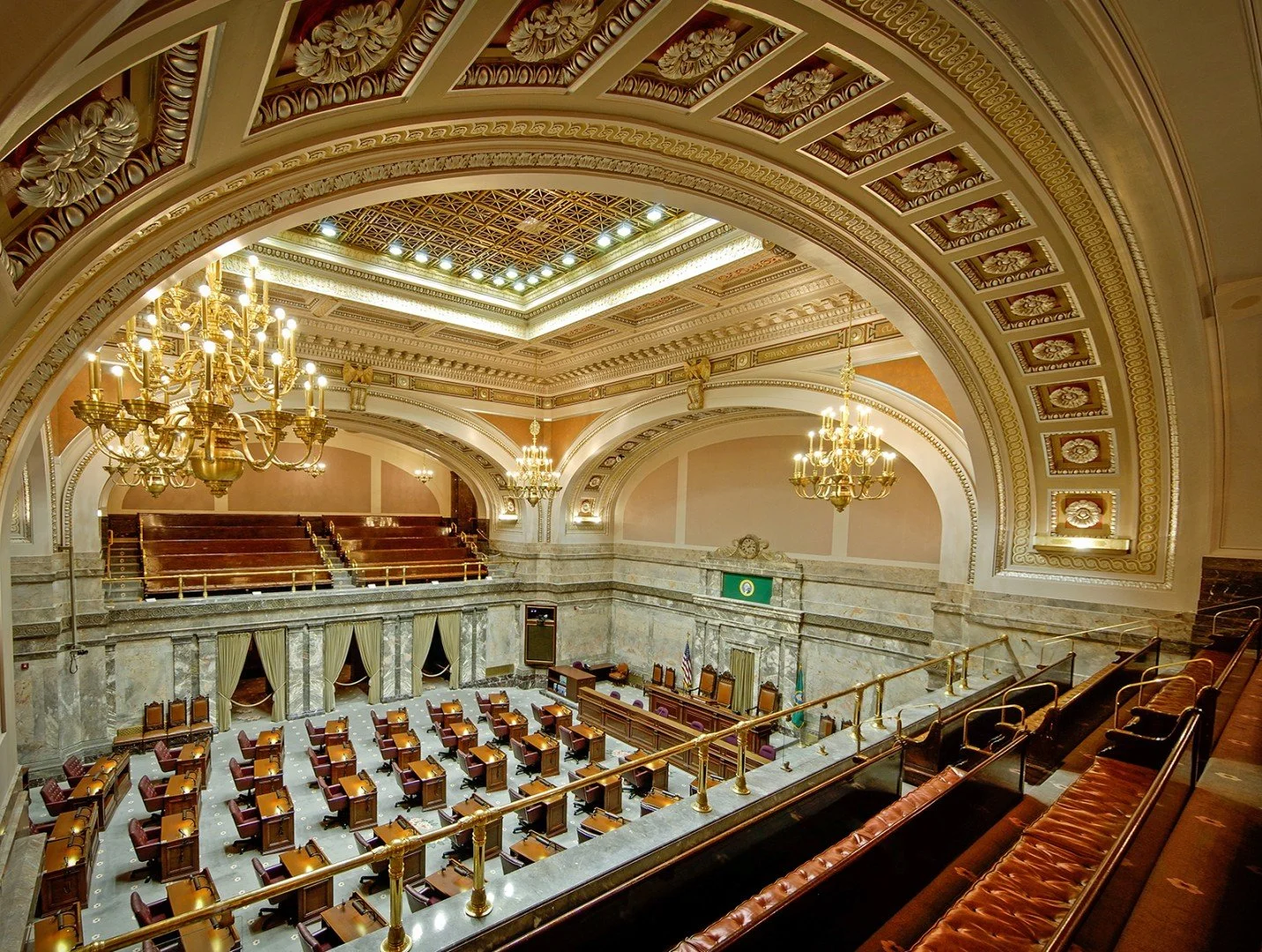 Inside Olympia Washington State Capitol where Government Affairs experts, Roman Daniels-Brown and Abbey Smelcer offer Contract Lobbying Services. 