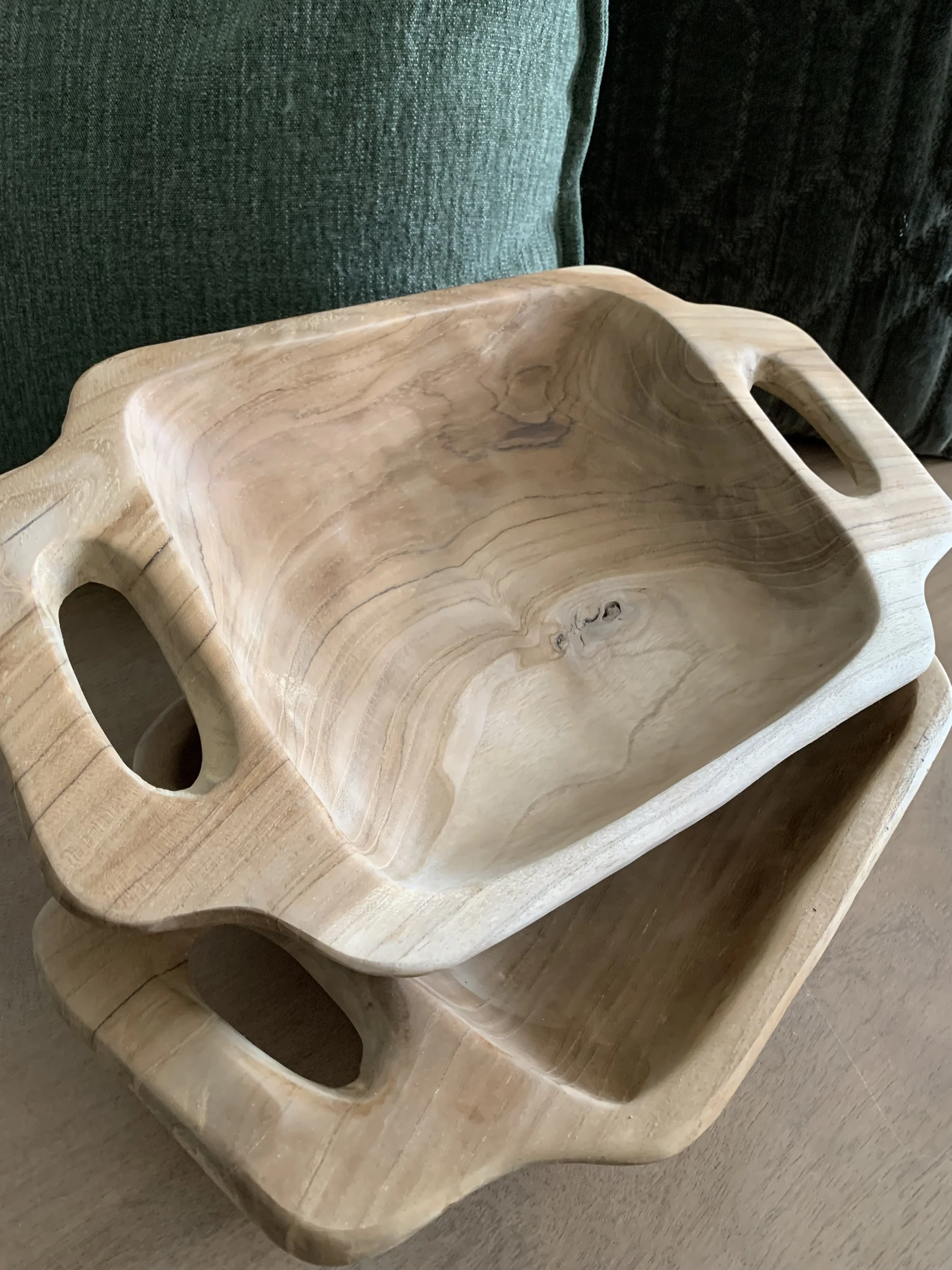 Large Antique Wooden Bowl w/ Handles