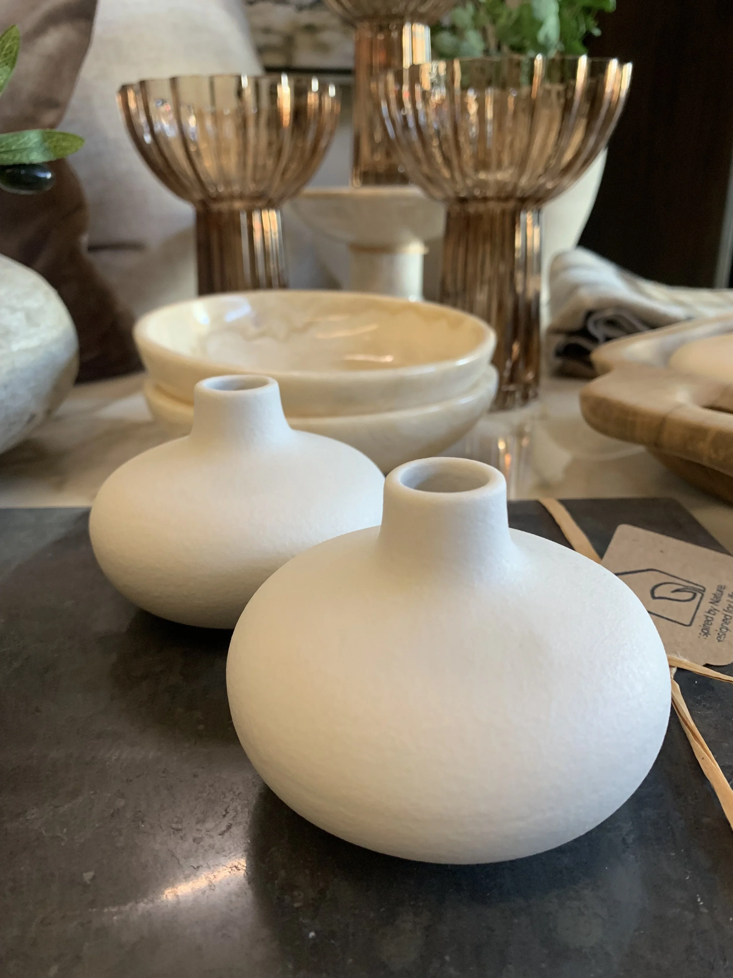 White textured bud vase