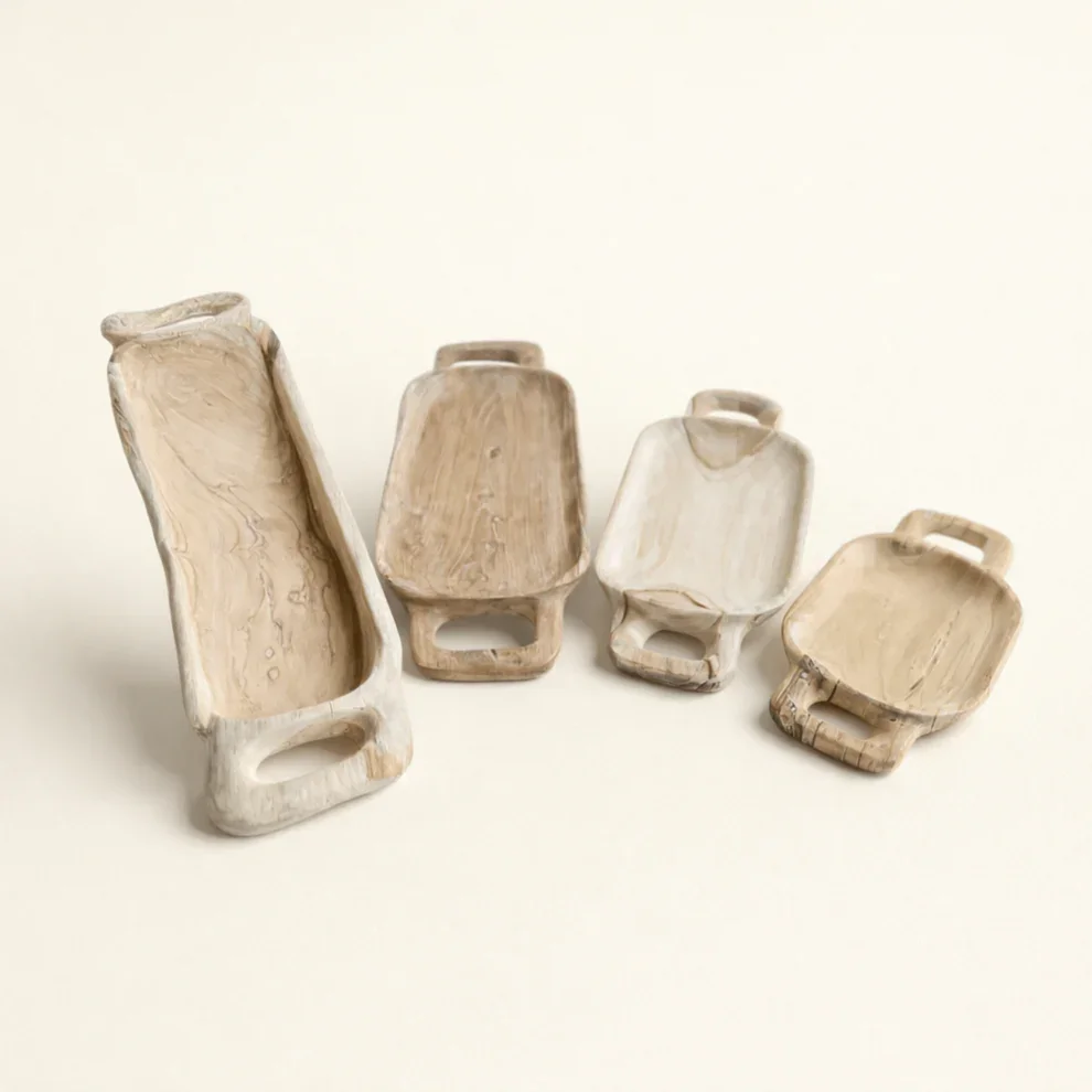 Teak root serving tray w/ handles