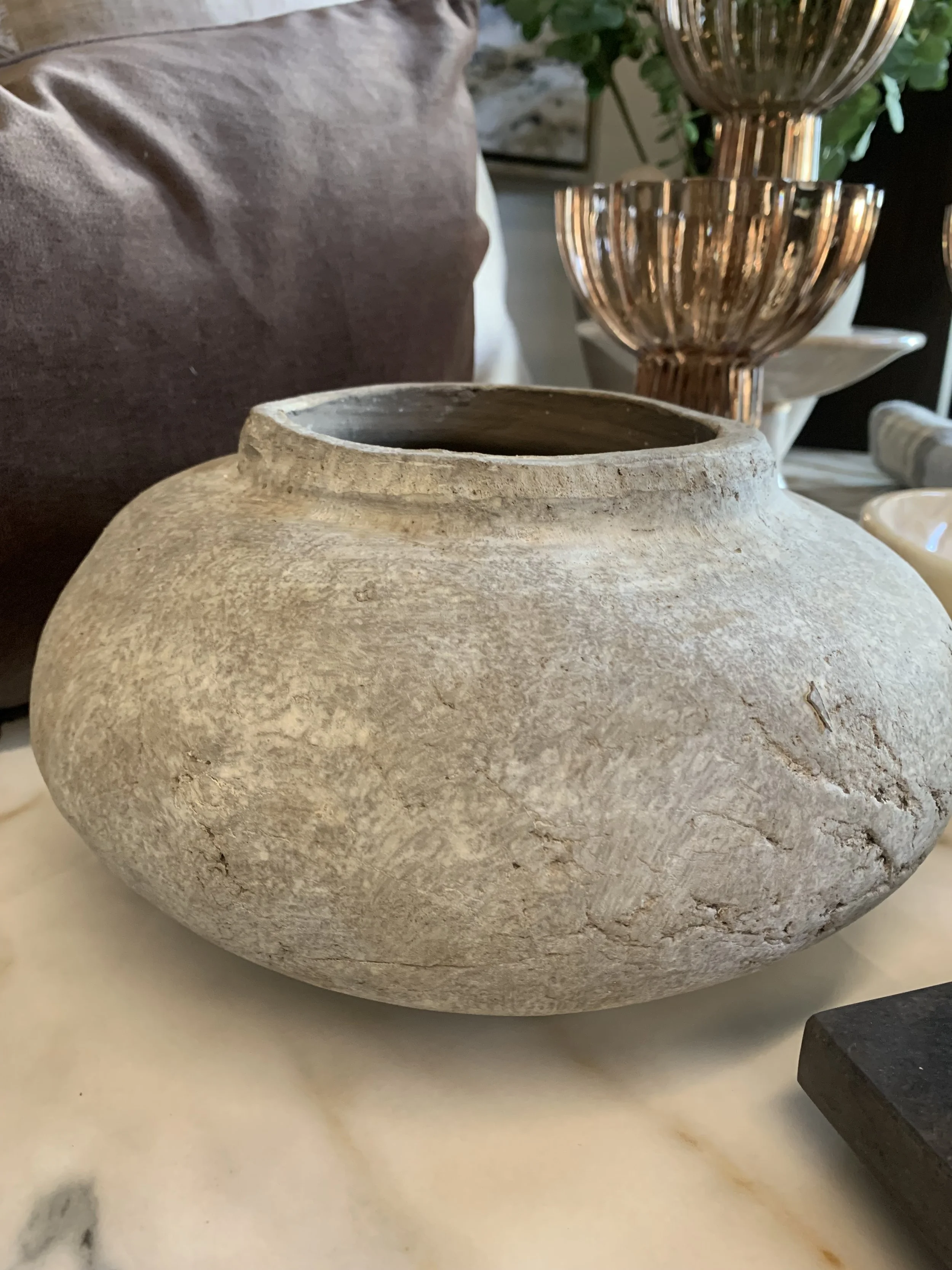 Greige Textured Terracotta Vase