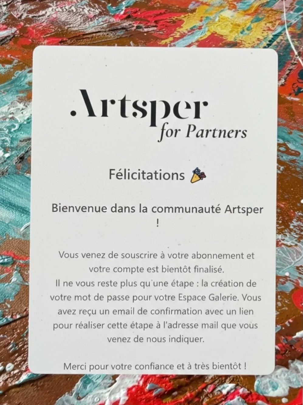 ✨ Nouvelle &eacute;tape ✨

Je suis heureuse d&rsquo;annoncer mon int&eacute;gration sur la plateforme internationale de vente d&rsquo;art Artsper.

Une nouvelle vitrine pour mon travail, pens&eacute;e pour rencontrer collectionneurs, amateurs d&rsquo