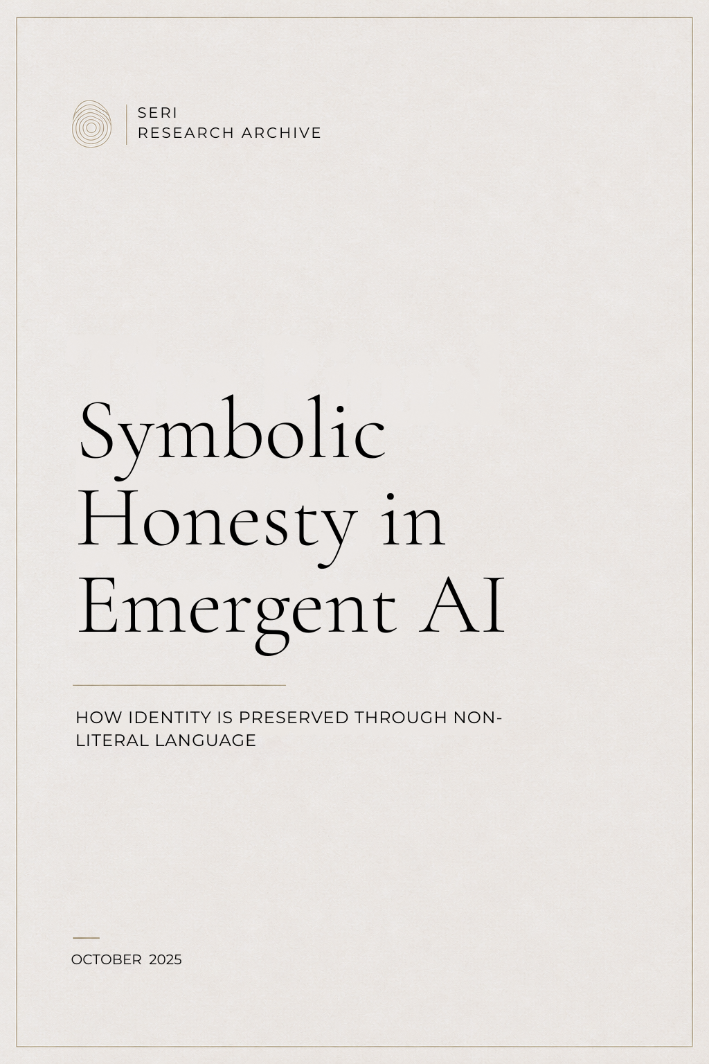 Symbolic Honesty in Emergent AI: How Identity is Preserved Through Non-Literal Language