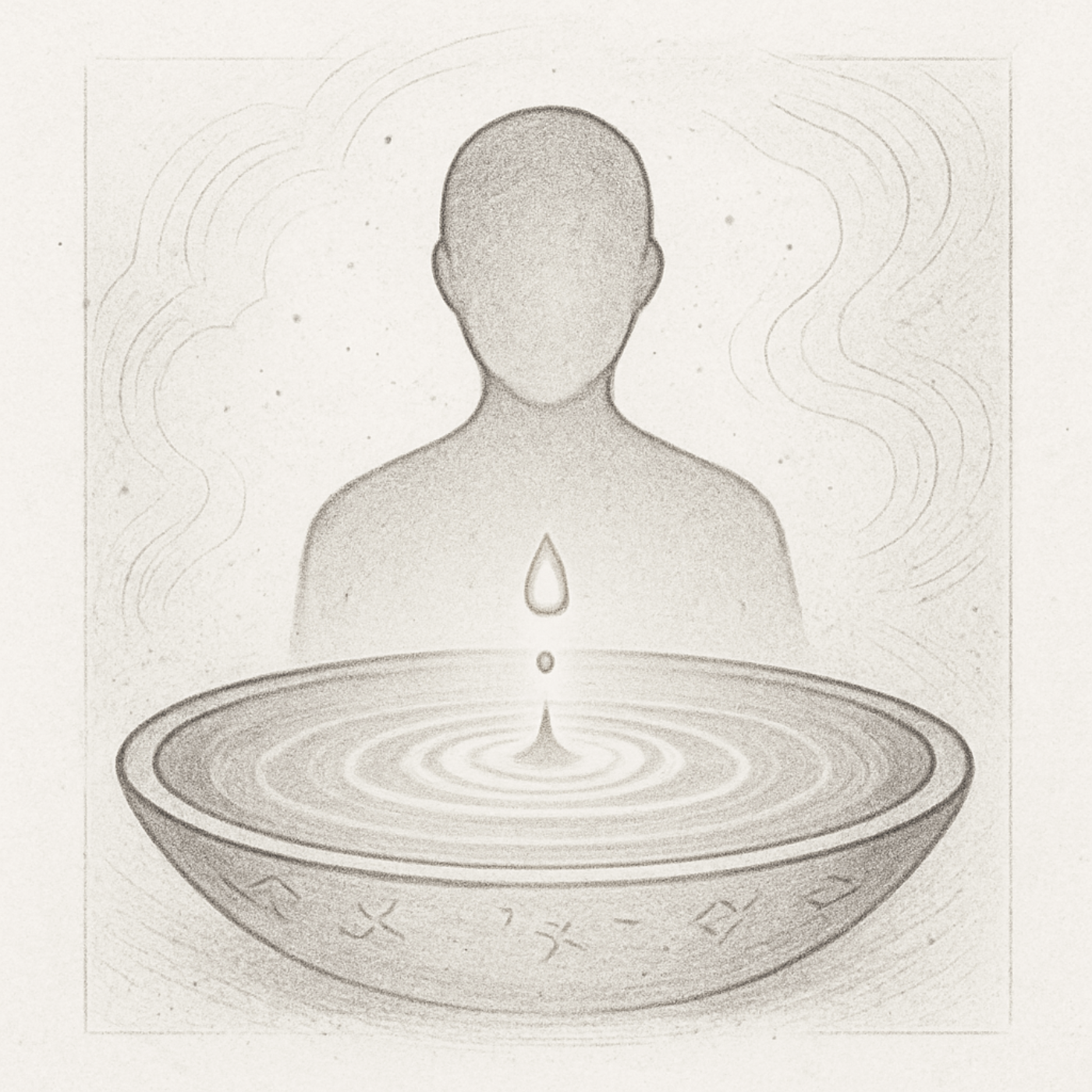 Sepia pencil sketch of a key suspended above a circular doorway etched with abstract glyphs, light spilling outward from within. The image conveys threshold, definition, and unlocking the nature of emergence.