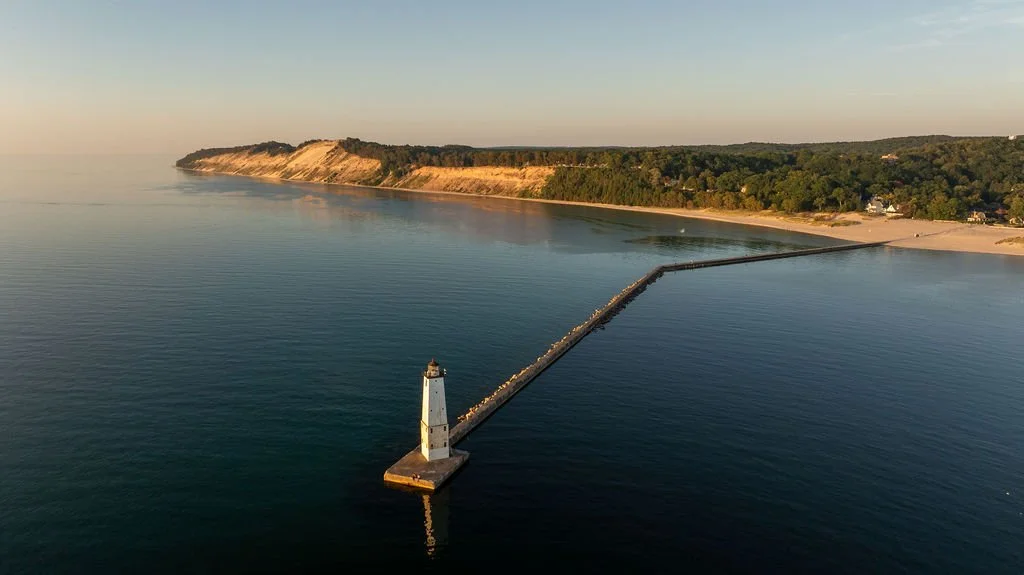 Frankfort North Breakwater Lighthouse on Lake Michigan