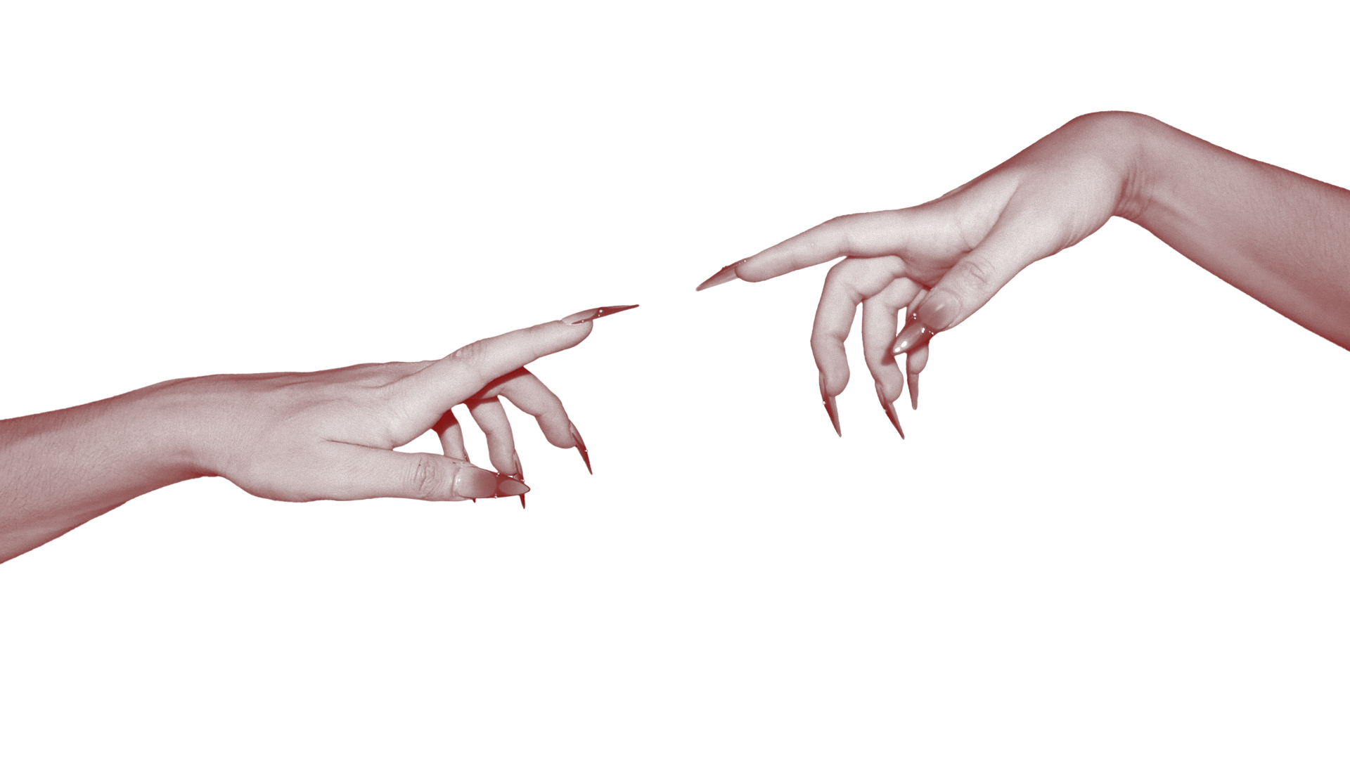 Two hands reaching towards each other with fingertips just touching, reminiscent of Michelangelo's 'The Creation of Adam'.