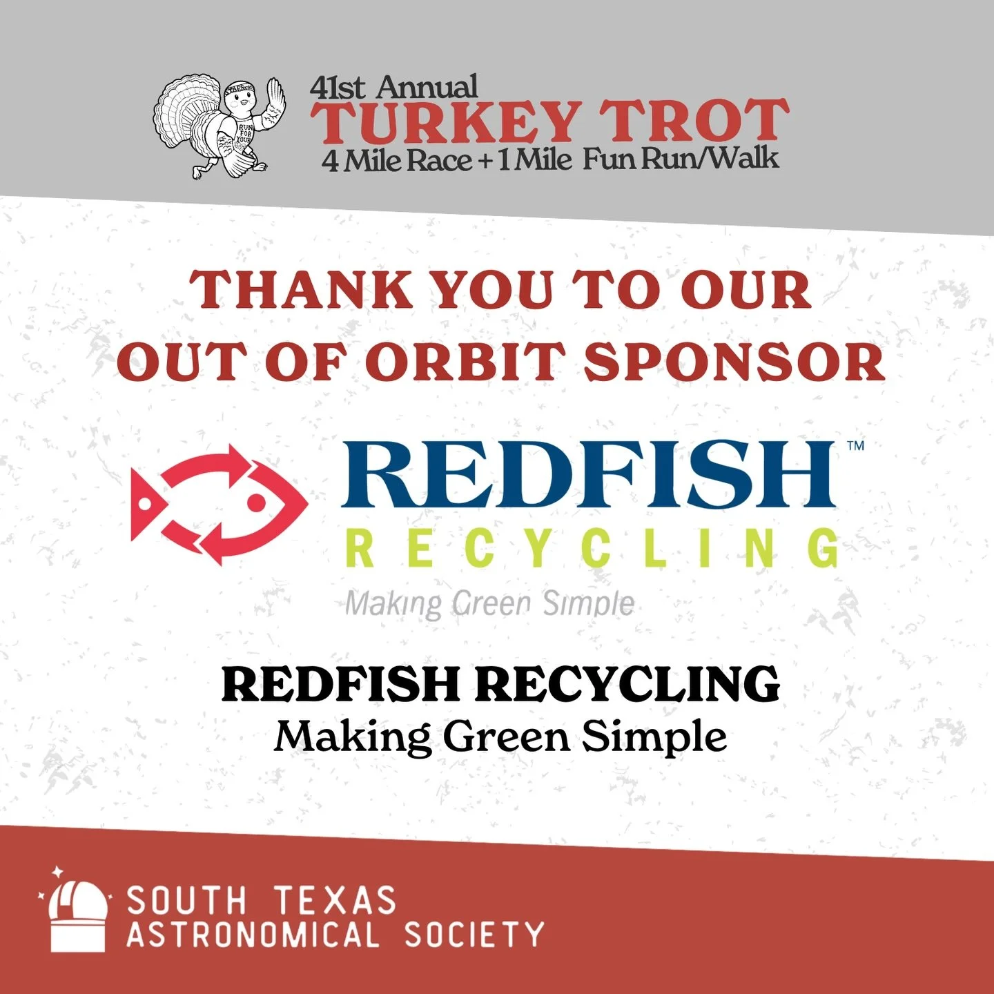 Thank you to our wonderful sponsors who made the 41st Annual Turkey Trot a success - with their help, we were able to put on an amazing event and raise money for our STEM scholarship! Keep an eye out for our event photos, which will be posted on our 