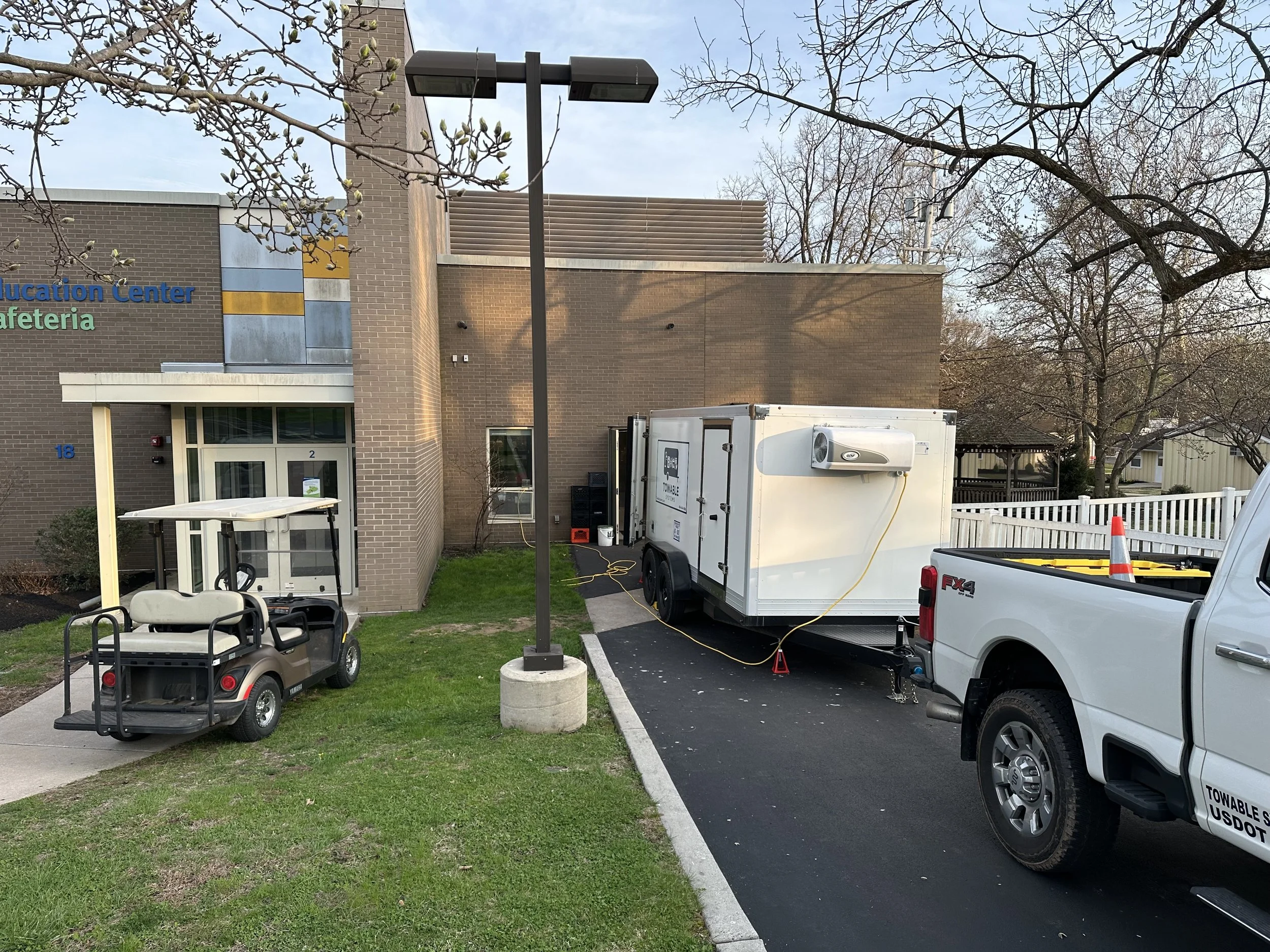 Emergency freezer trailer rental delivered to Malvern school.