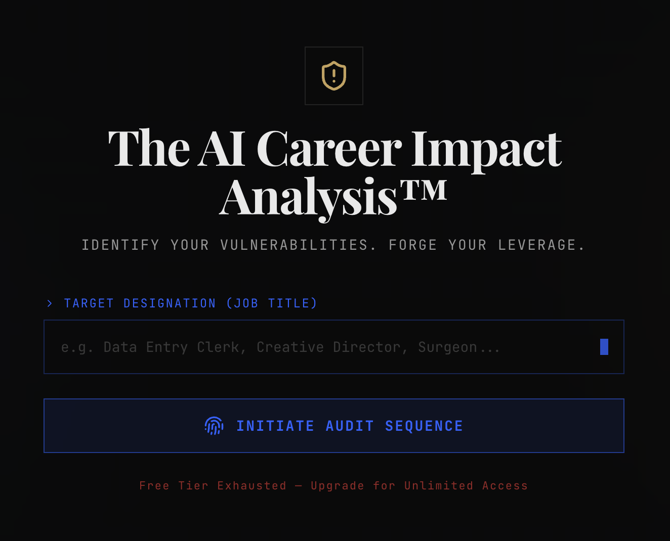 Image of home page of the AI Career Impact Analysis