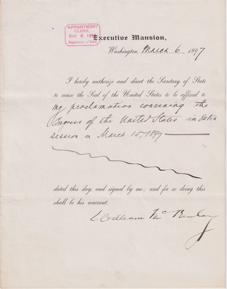 McKinley convenes senate affix the seal.jpg