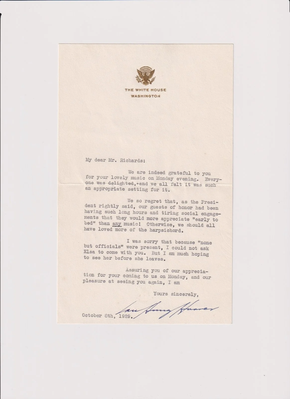 Lou Henry Hoover  to Lewis Richards