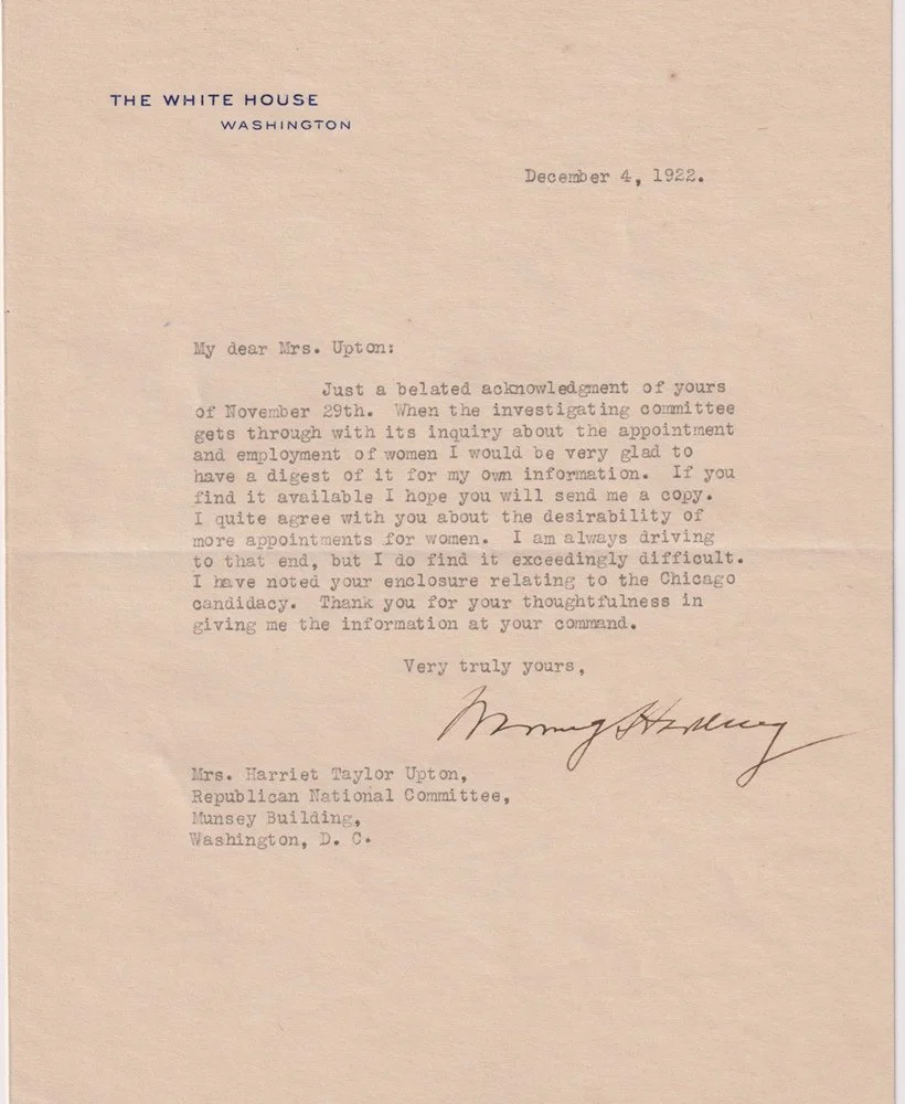 W. G. Harding    appointing more women