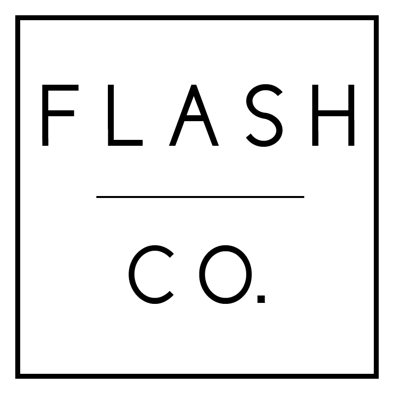 A black and white logo with the word 'FLASH' at the top, a horizontal line in the middle, and the text 'C.O.' below.